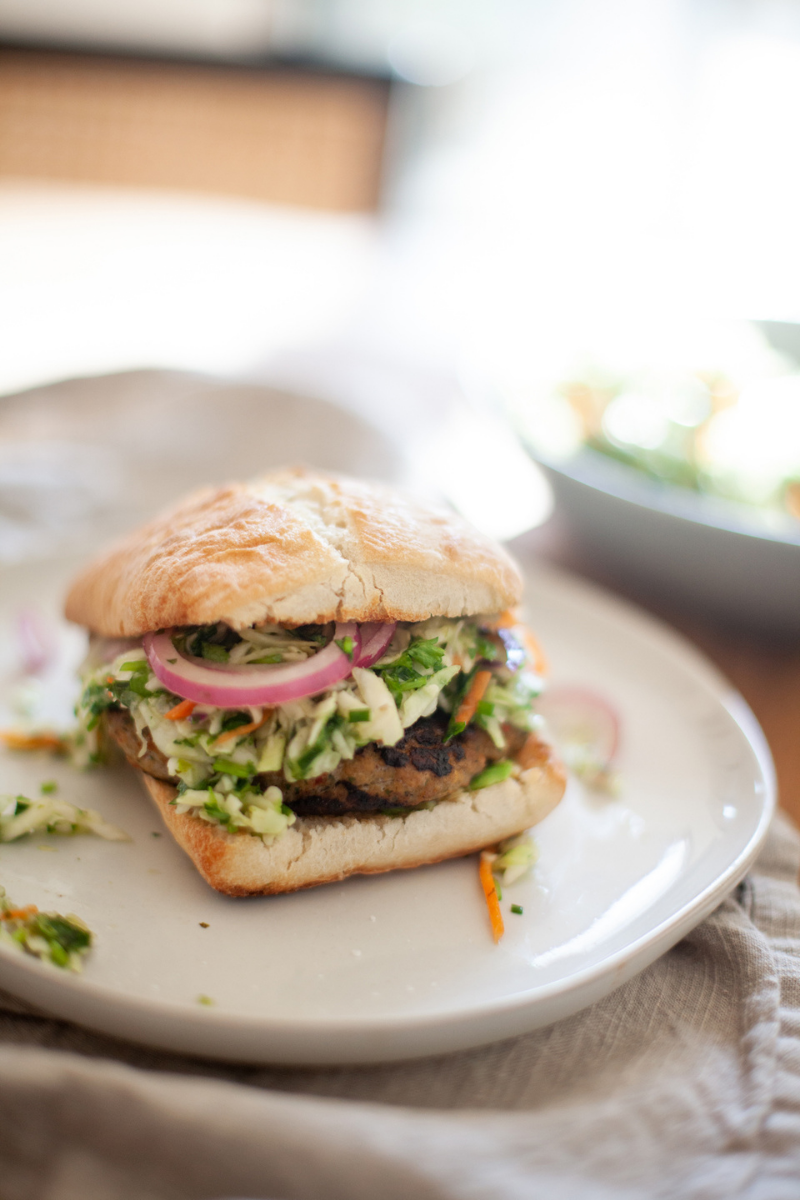 Green Goddess Veggie Turkey Burger on Ciabatta - Lillie Eats and Tells