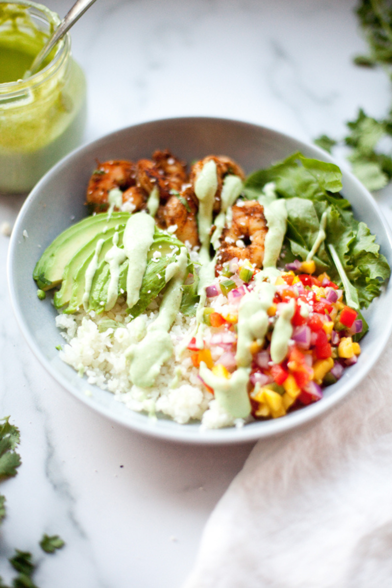 Macro-Friendly Spicy Shrimp Taco Bowl