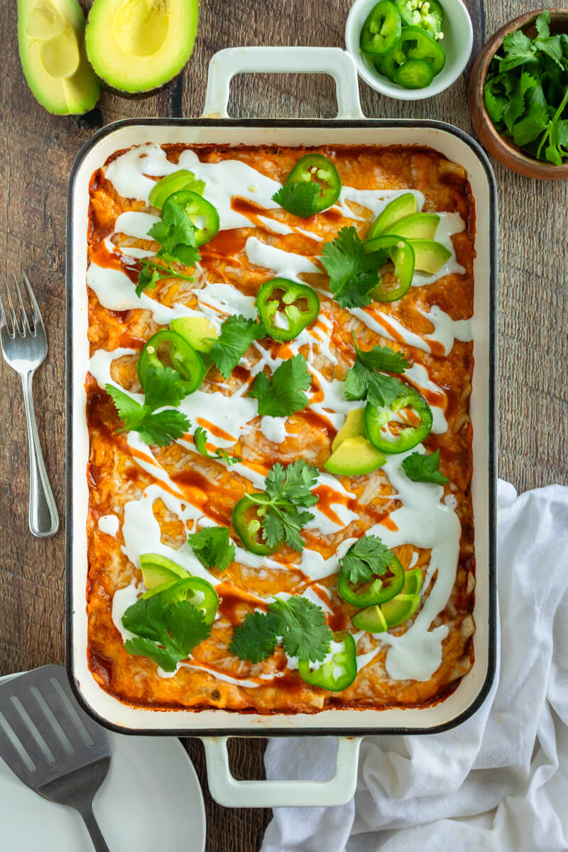 Skinny Creamy Chicken Enchiladas - Lillie Eats and Tells