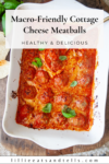 Pinterest pin for cottage cheese meatballs.